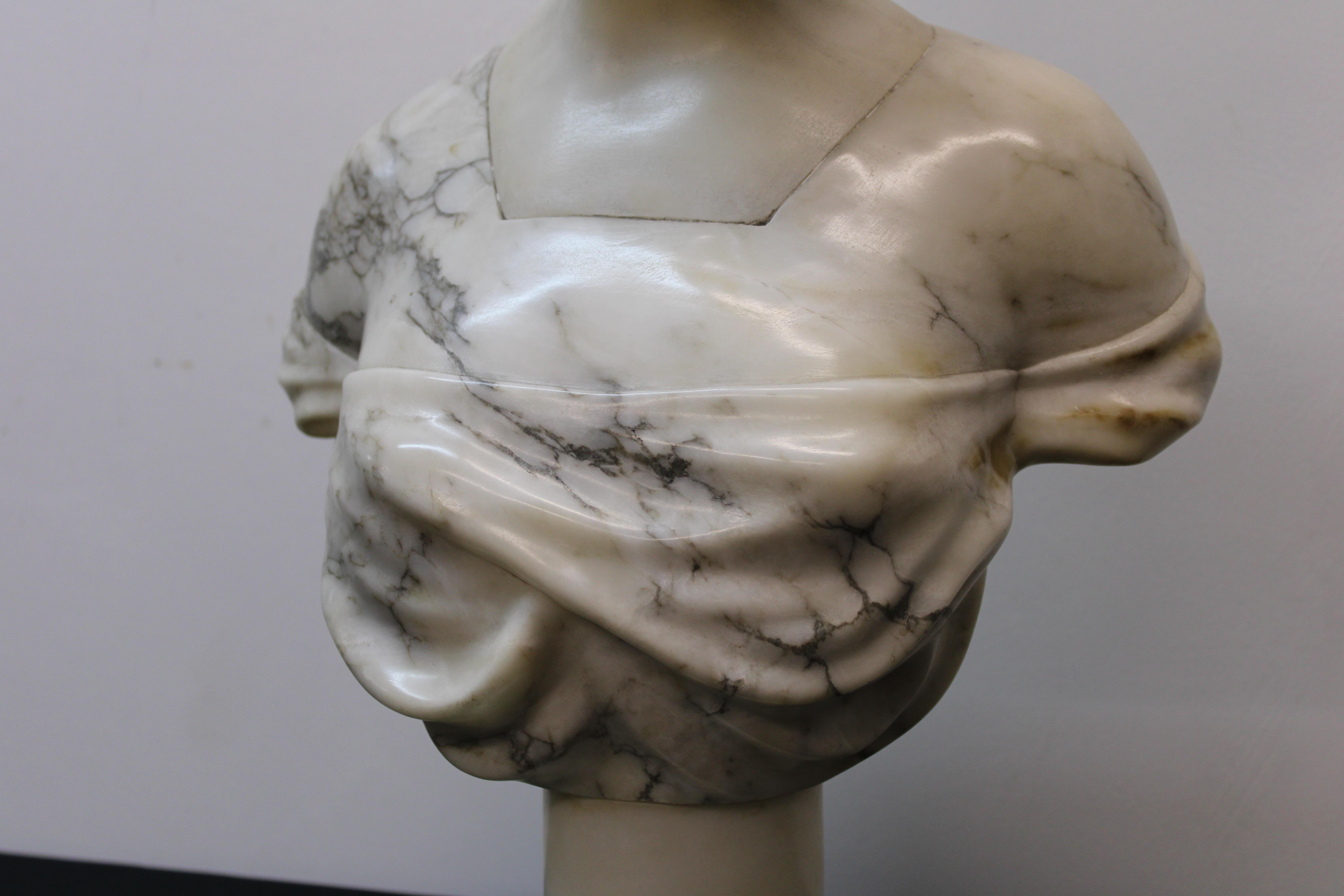 Carved Marble Female Bust In Good Condition In San Francisco, CA