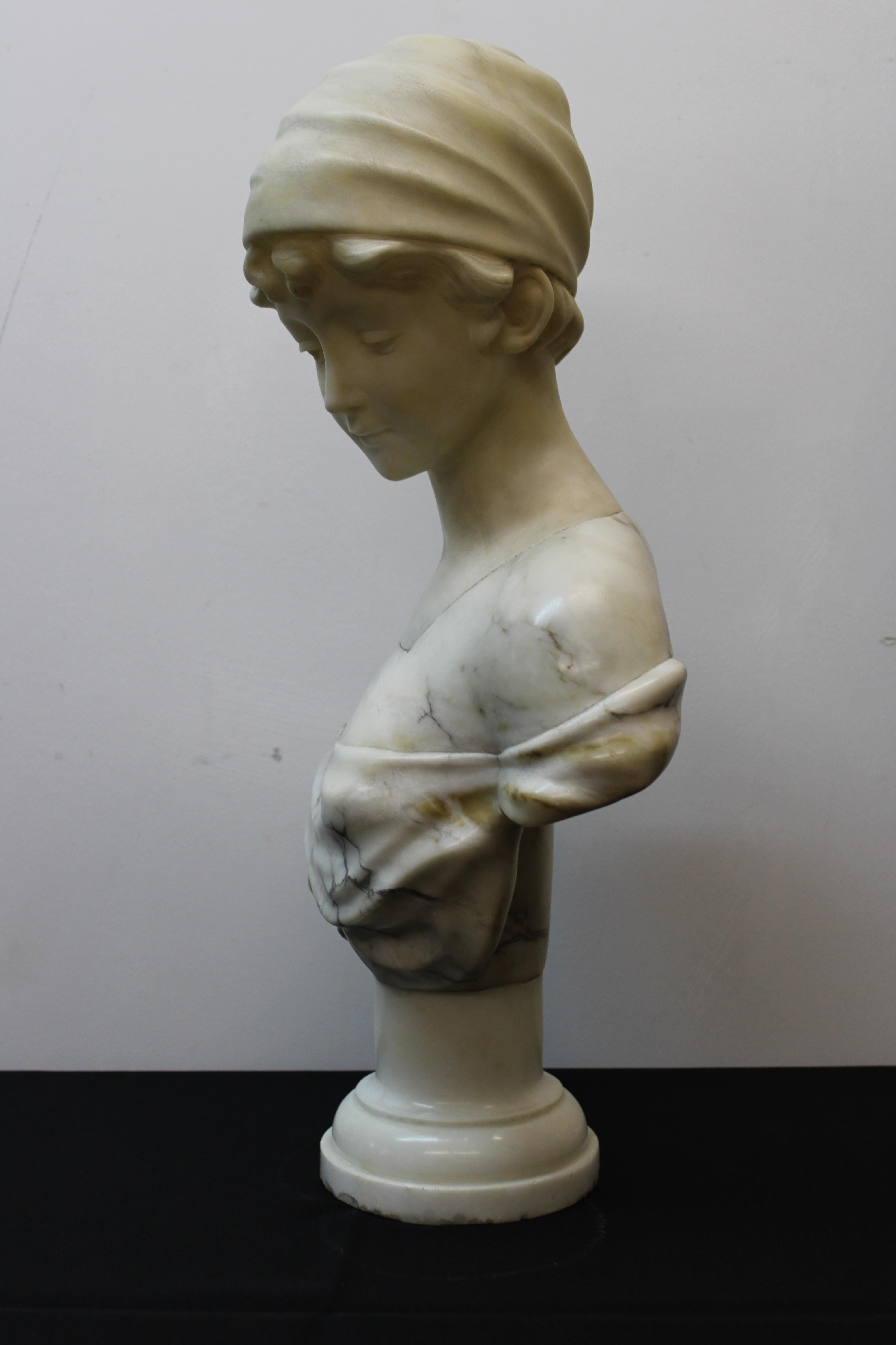 19th Century Carved Marble Female Bust