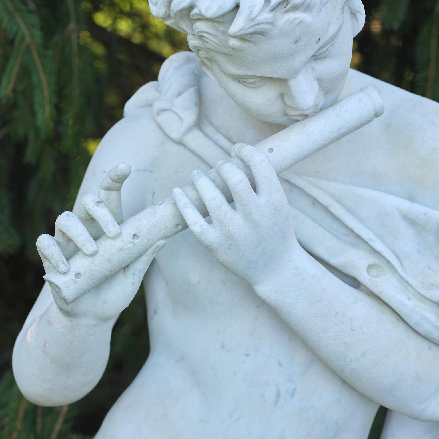 Carved Marble Figure of a Faun, Inspired by the Antique Original For Sale 4