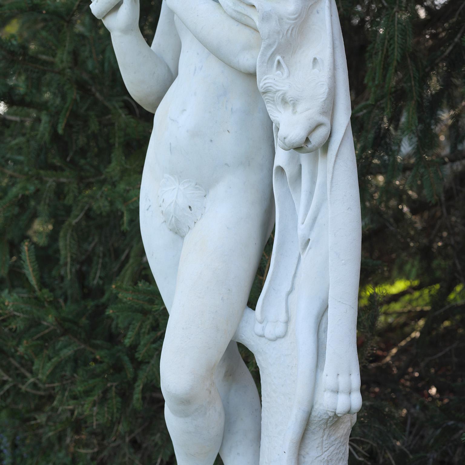 Carved Marble Figure of a Faun, Inspired by the Antique Original For Sale 1
