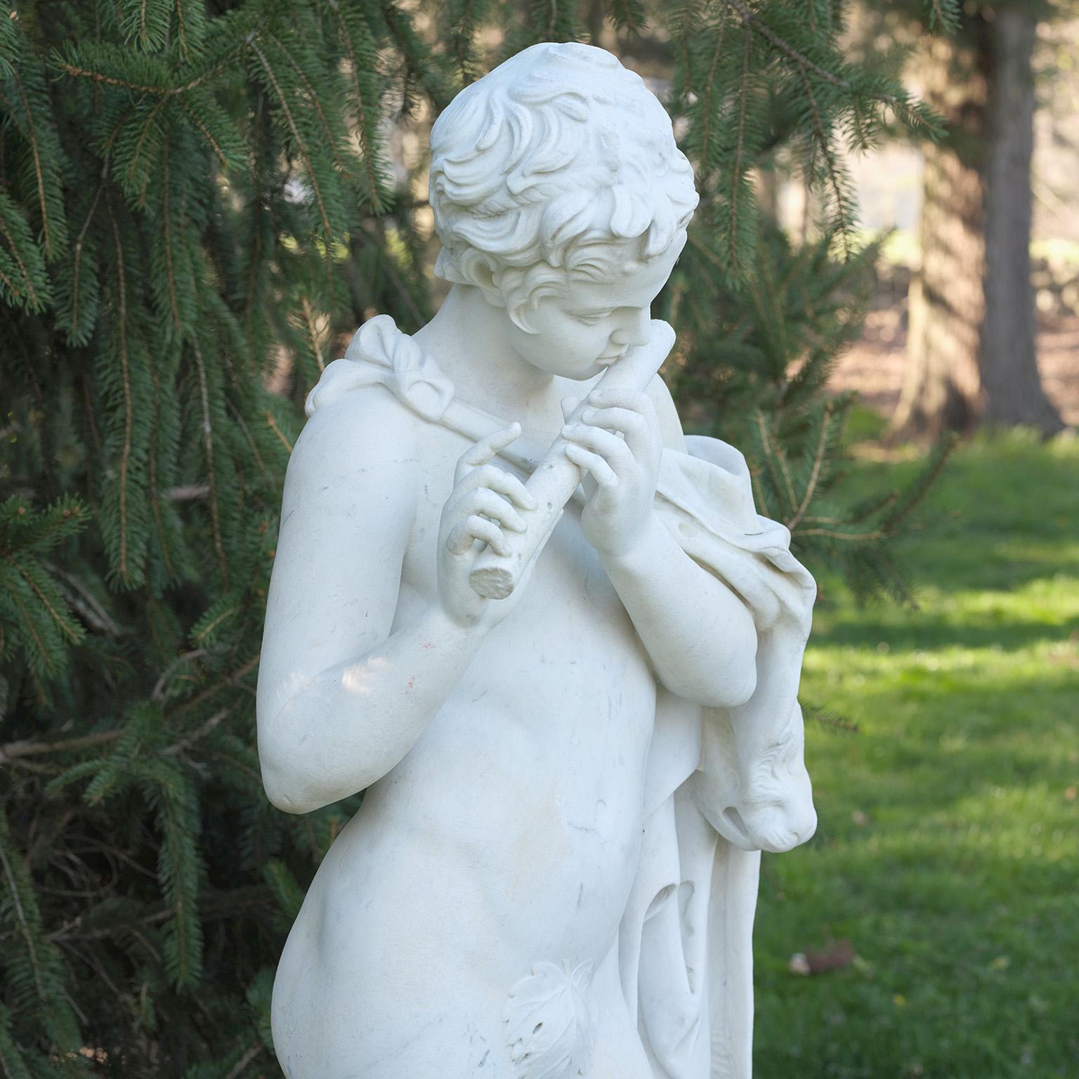 Carved Marble Figure of a Faun, Inspired by the Antique Original For Sale 3