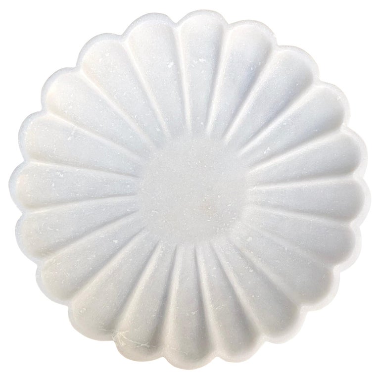 Carved Marble Flower Shaped Dish