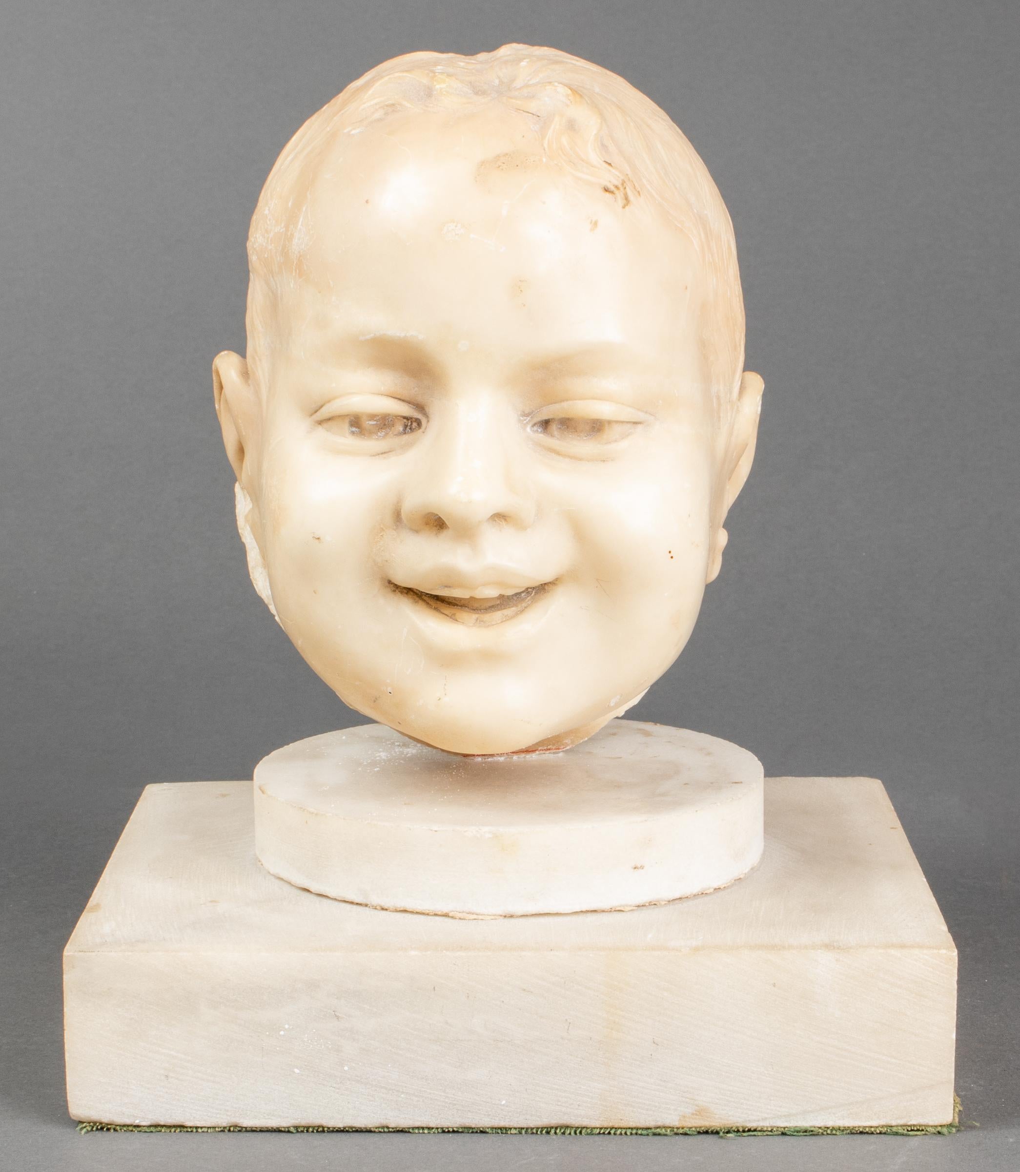 Carved Marble Fragment of a Young Boy For Sale 4