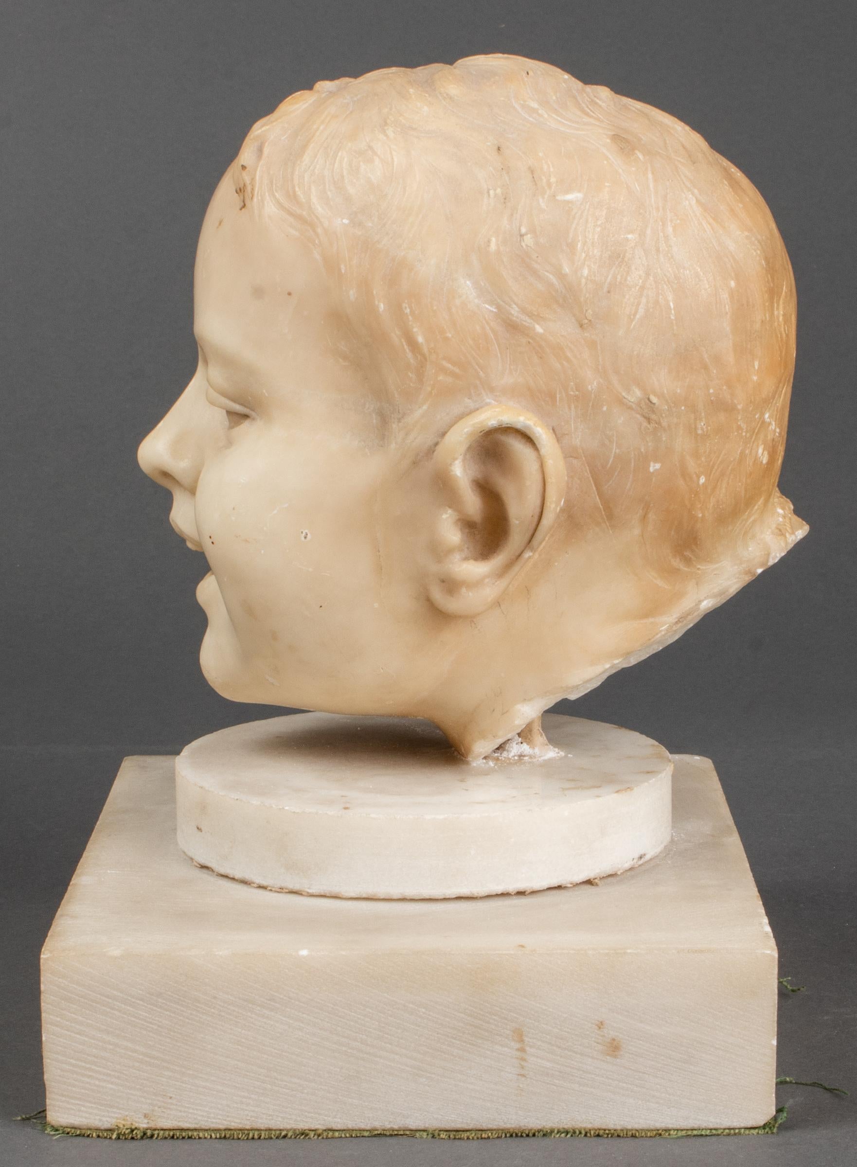 Carved Marble Fragment of a Young Boy For Sale 5