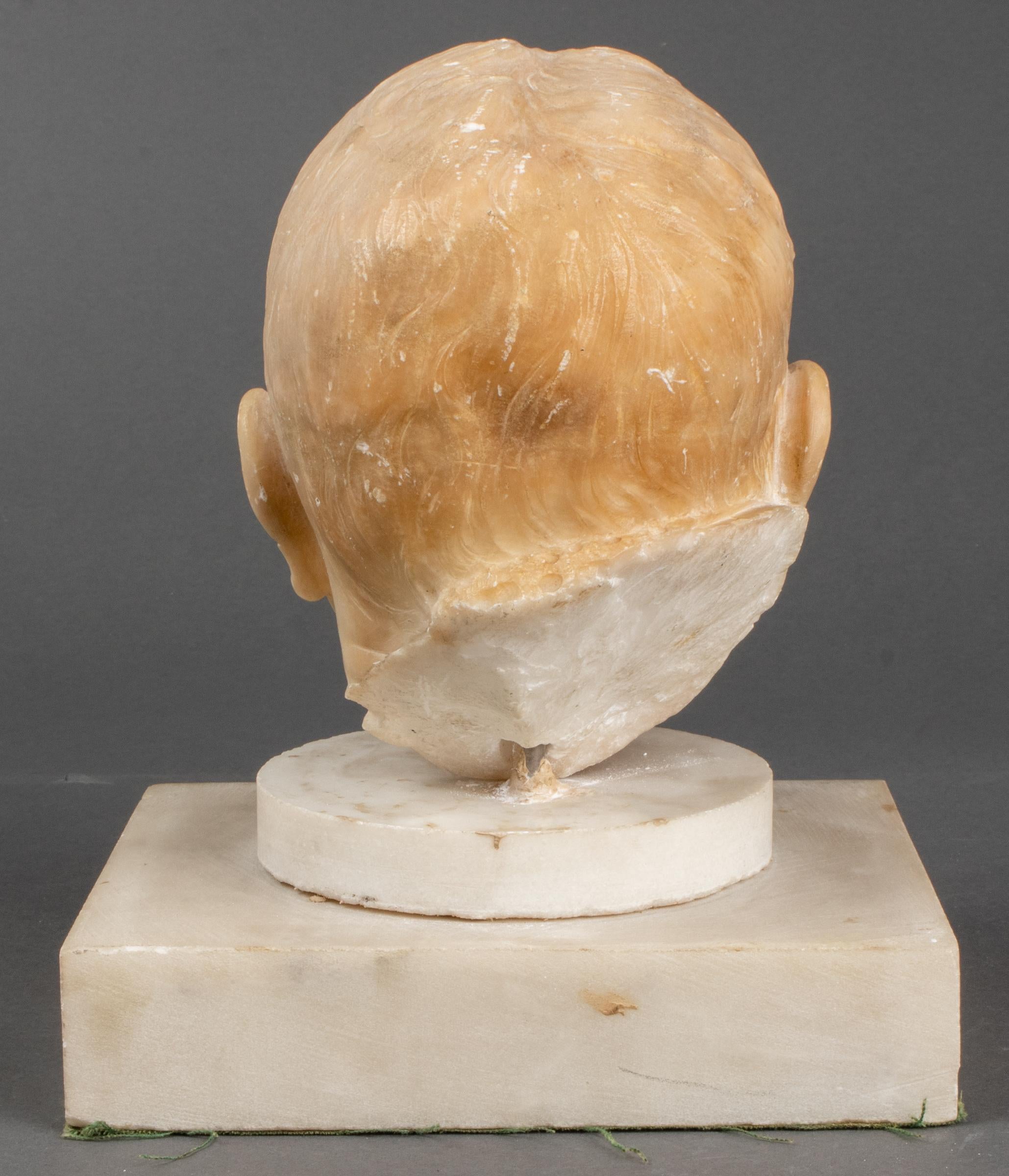Carved Marble Fragment of a Young Boy For Sale 8
