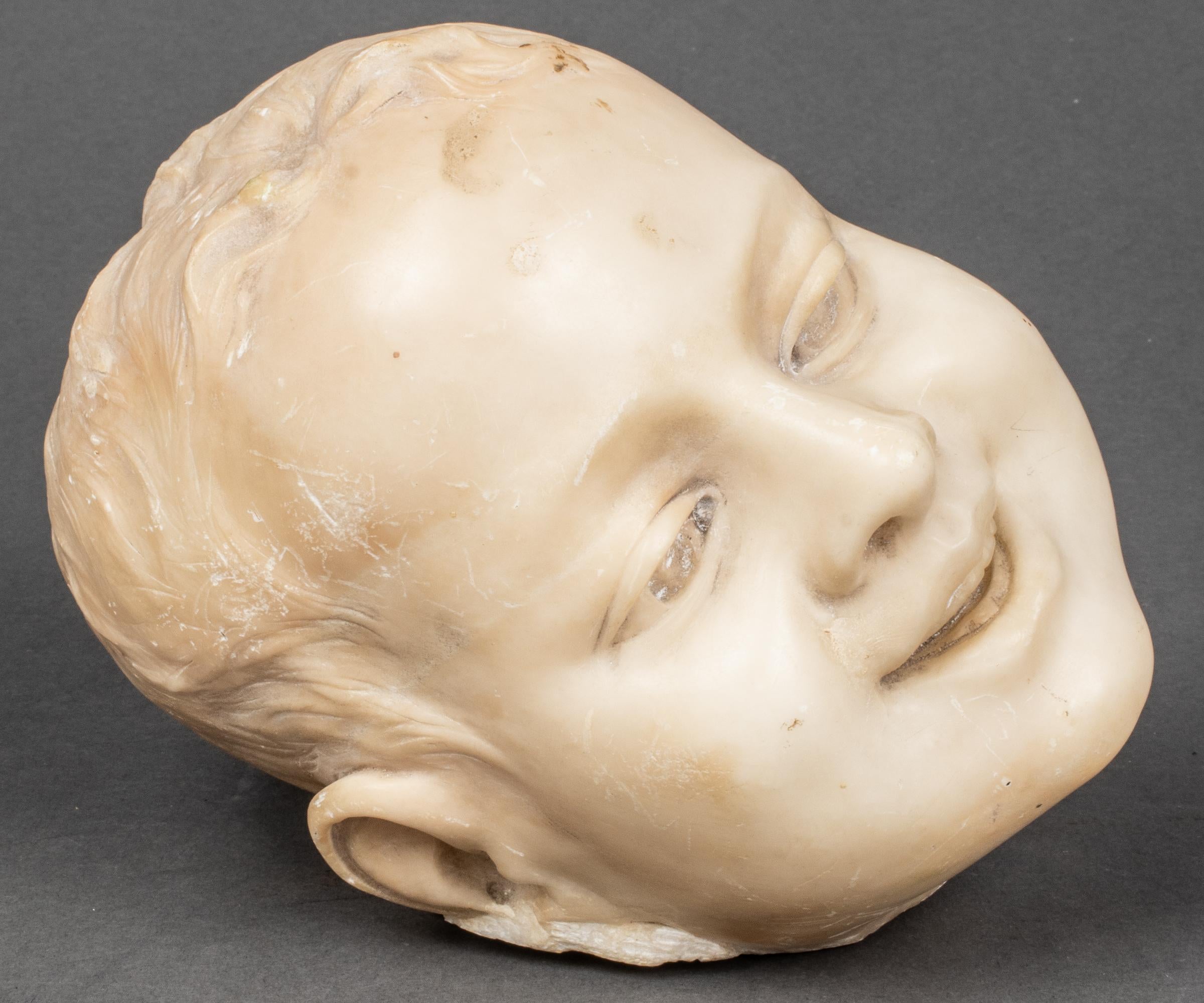 Neoclassical Carved Marble Fragment of a Young Boy For Sale