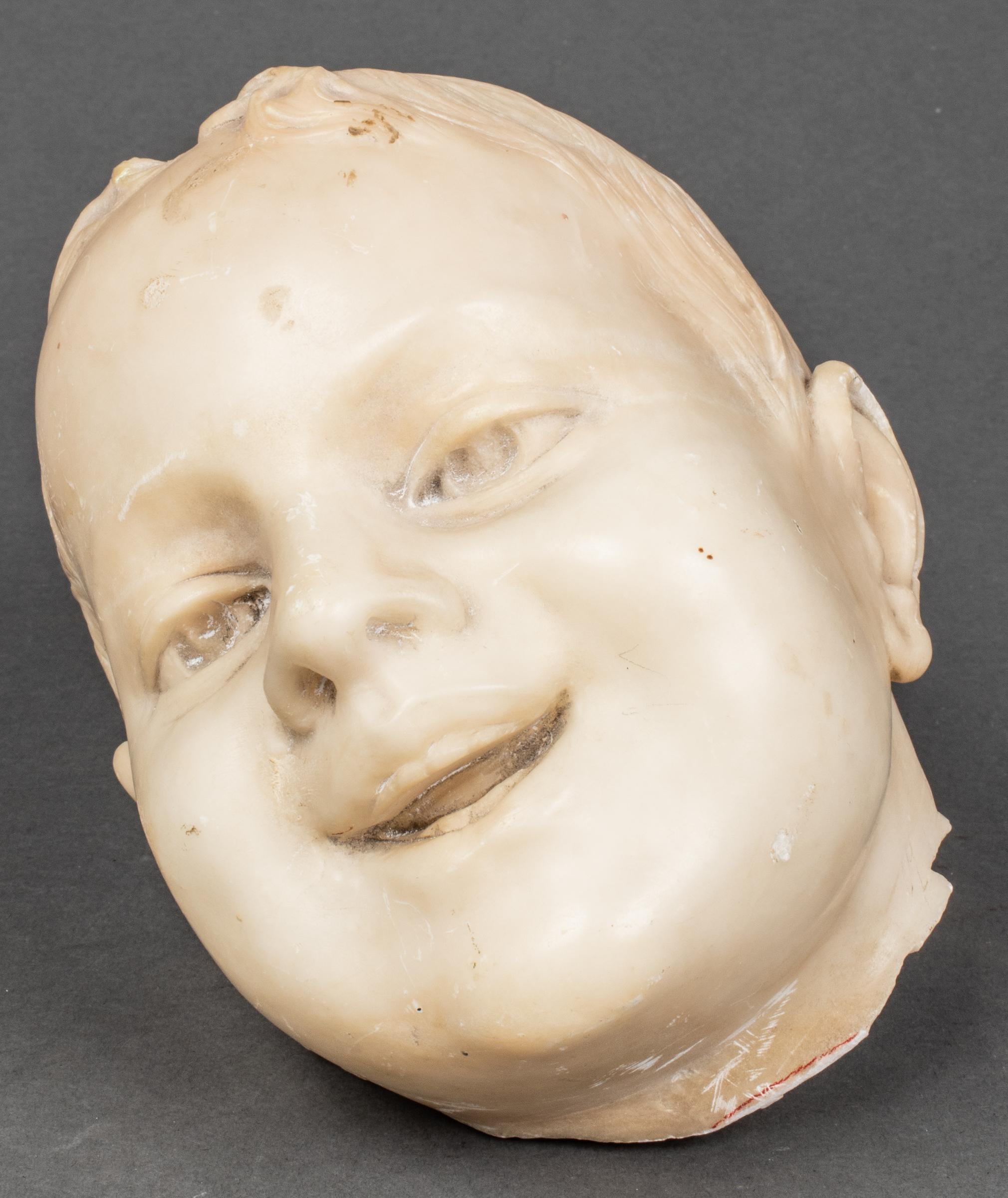 Unknown Carved Marble Fragment of a Young Boy For Sale