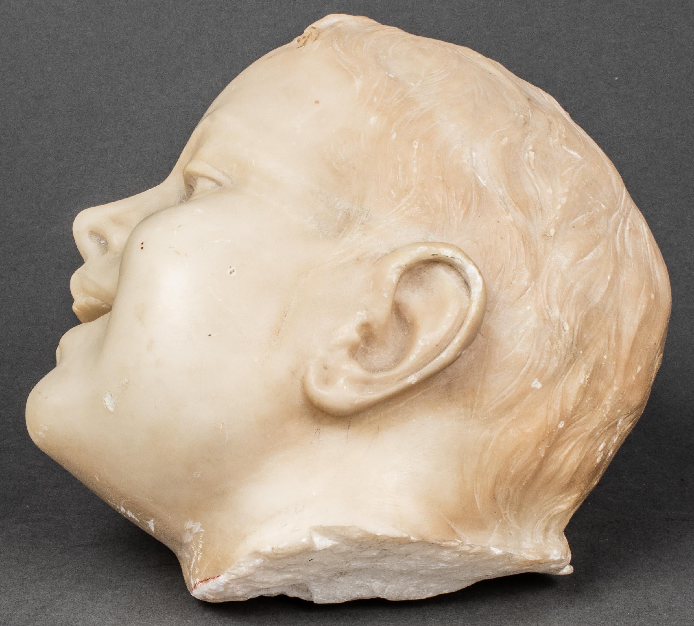 Carved Marble Fragment of a Young Boy For Sale 1