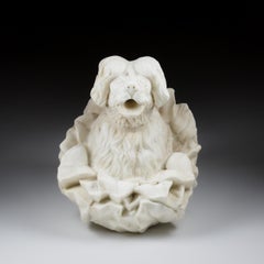 Carved Marble Lagotto Romagnolo Dog Wall Fountain Spout