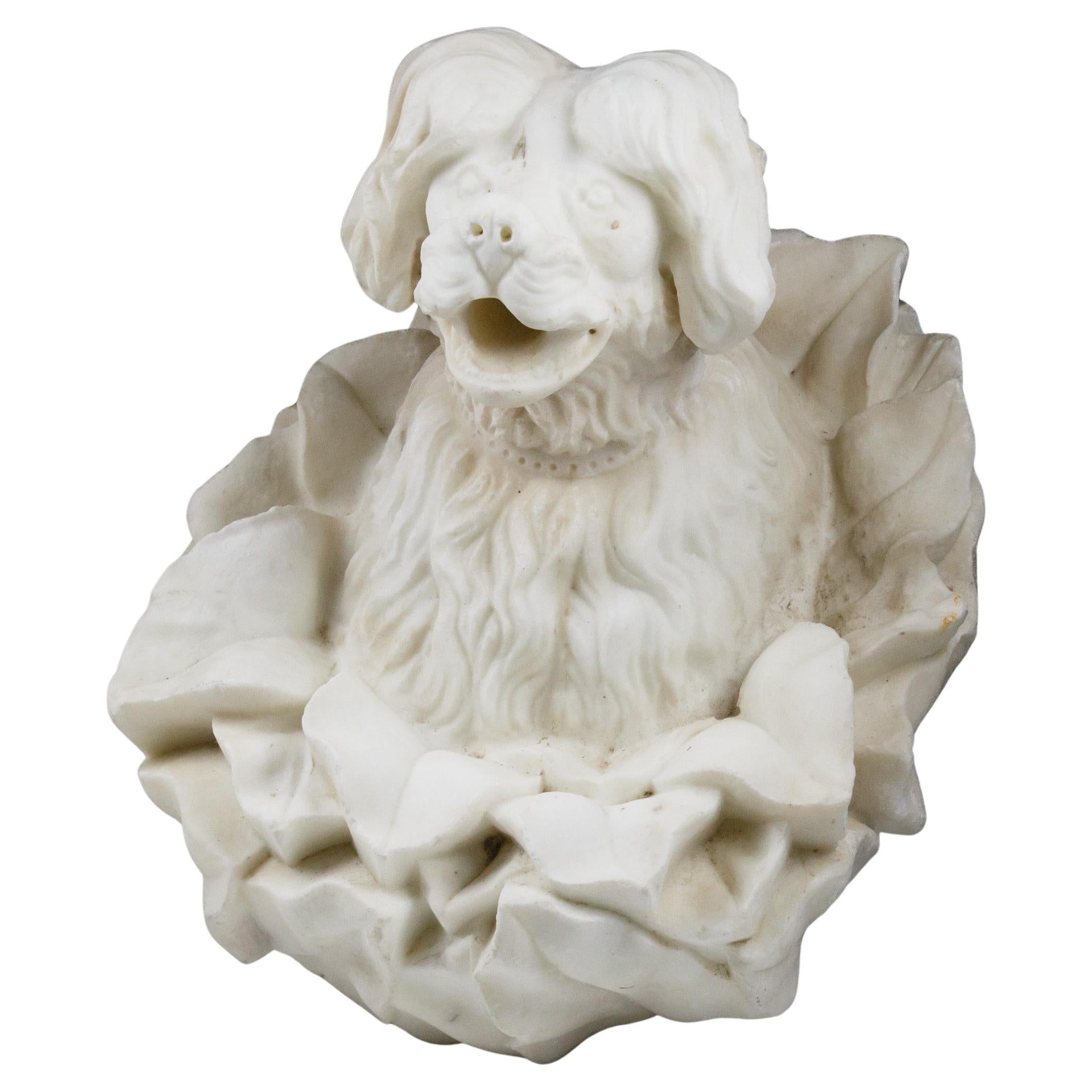 Caño de fuente mural de mármol tallado Lagotto Romagnolo Perro en venta