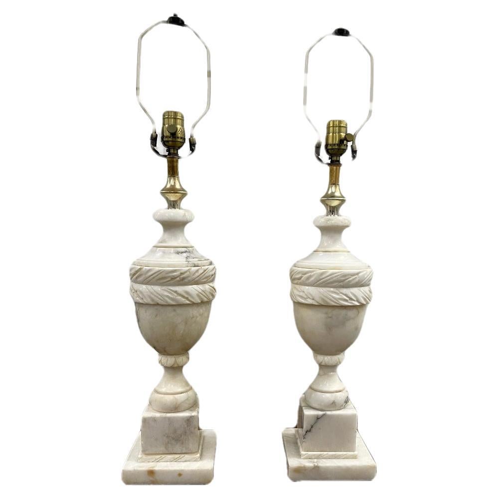 Carved Marble Lamps 'Set of 2'