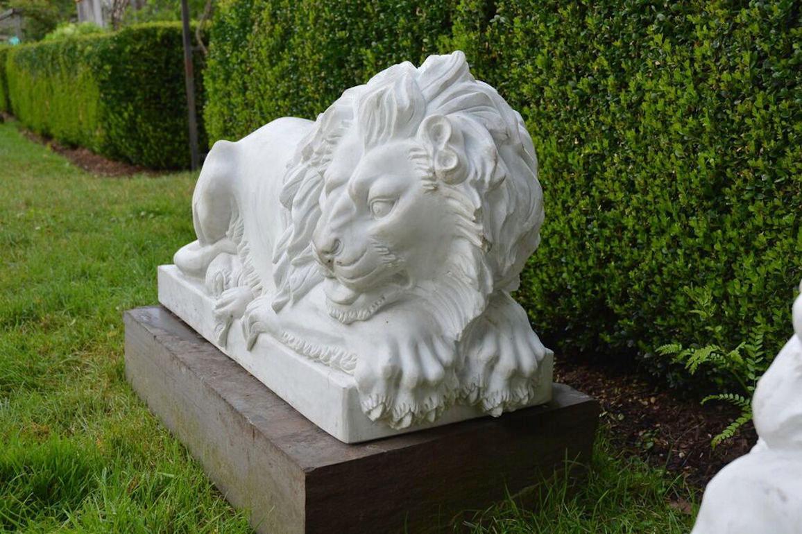 Chinese Carved Marble Lions
