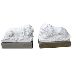 Carved Marble Lions