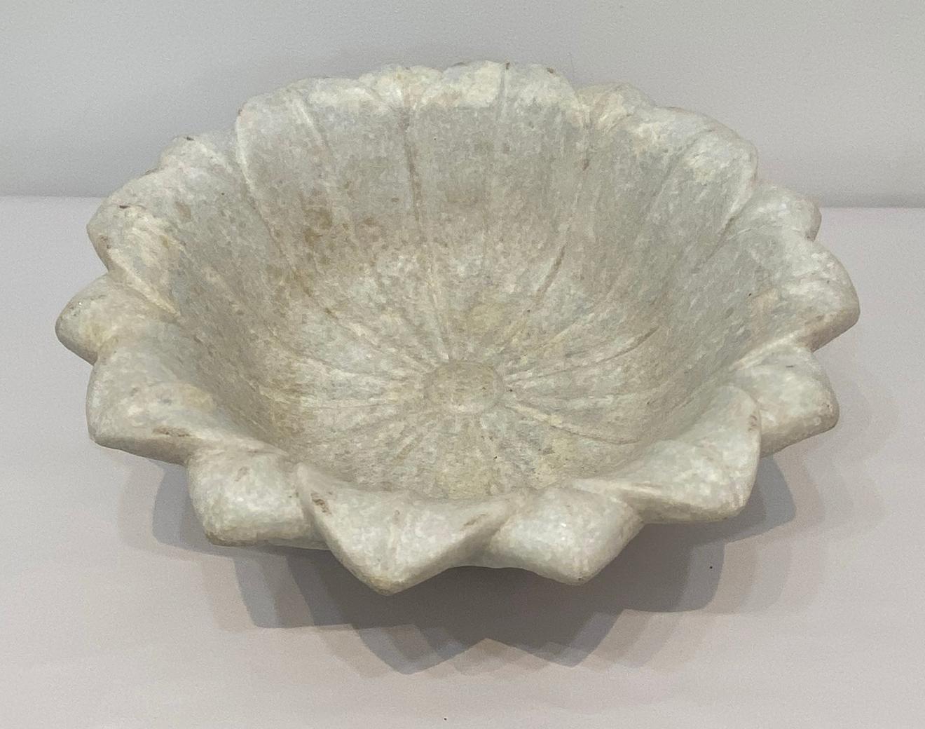 Chinese Export Carved Marble Lotus Bowl For Sale