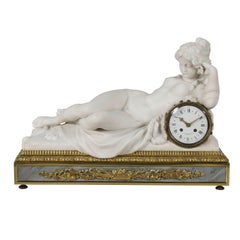 Antique Carved Marble Mantel Clock by Henry Dasson, Dated 1880