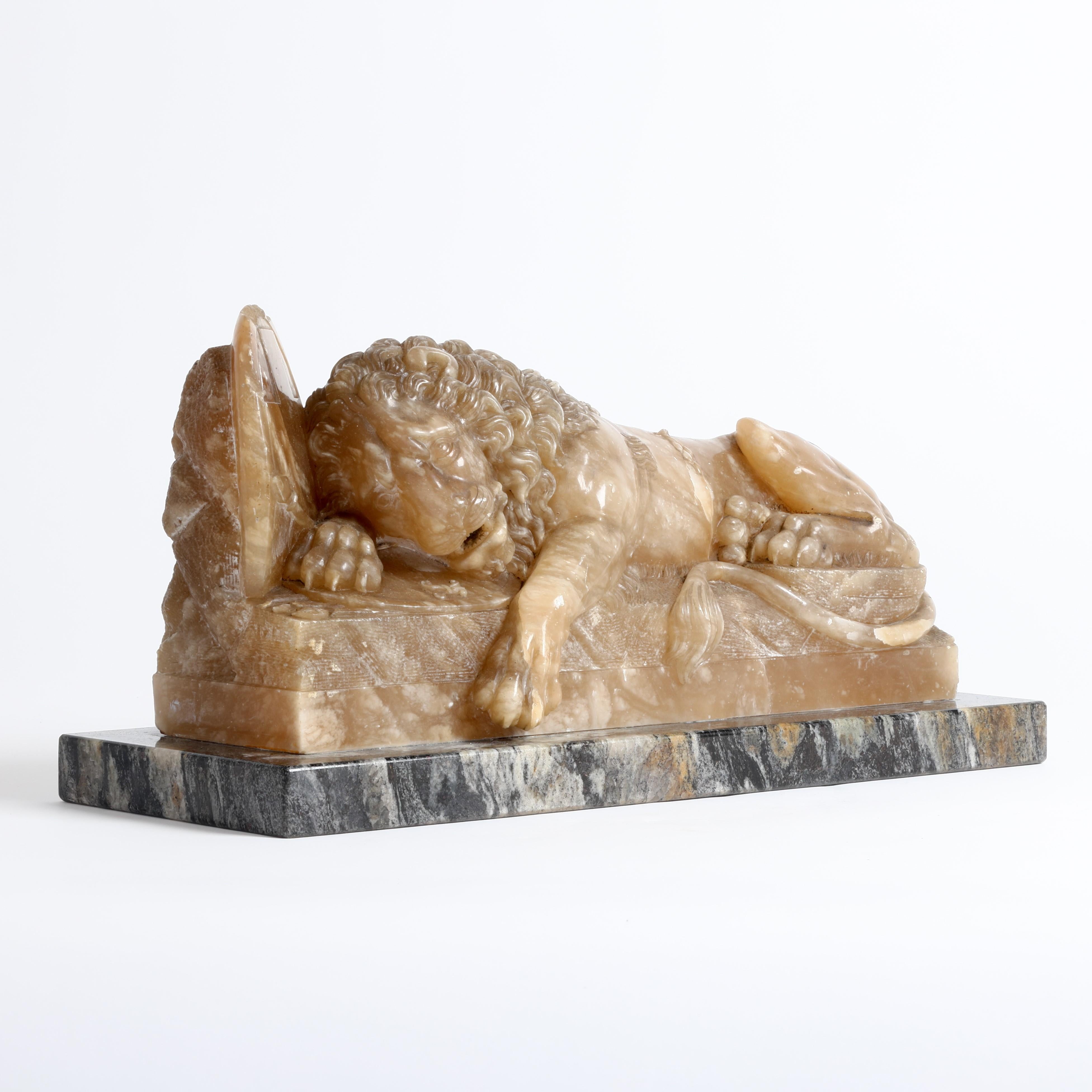 Regency Carved Marble model of the Lion of Lucerne