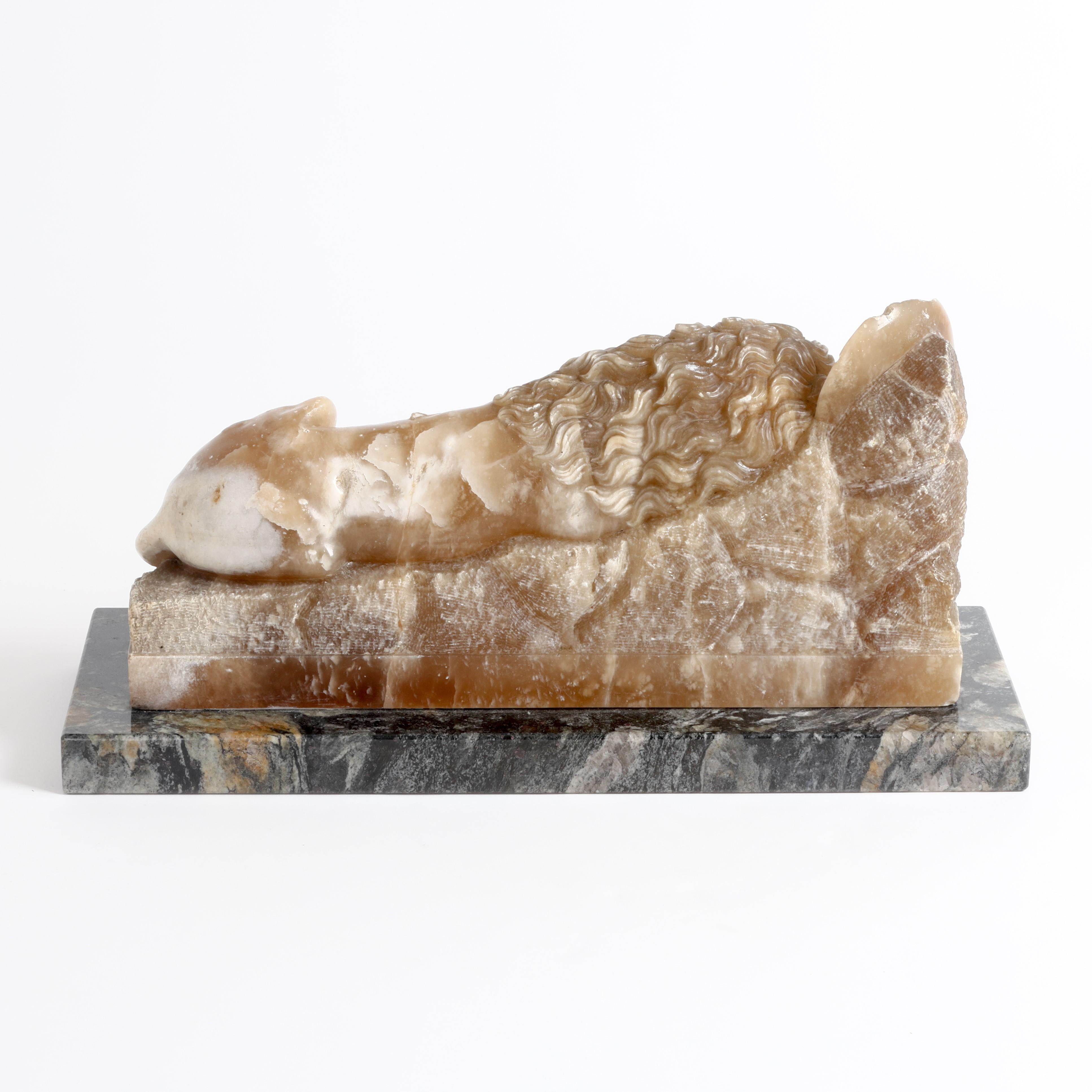 European Carved Marble model of the Lion of Lucerne