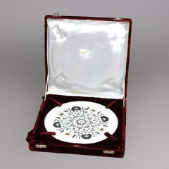 Carved Marble, Mother of Pearl & Ebony Presentation Plate & Box, c1940