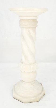 Carved Marble or Alabaster "Twisted Rope" 30" Tall Pedestal Stand MINT