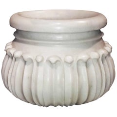 Carved Marble Planter / Jardinière / Cachepot from India