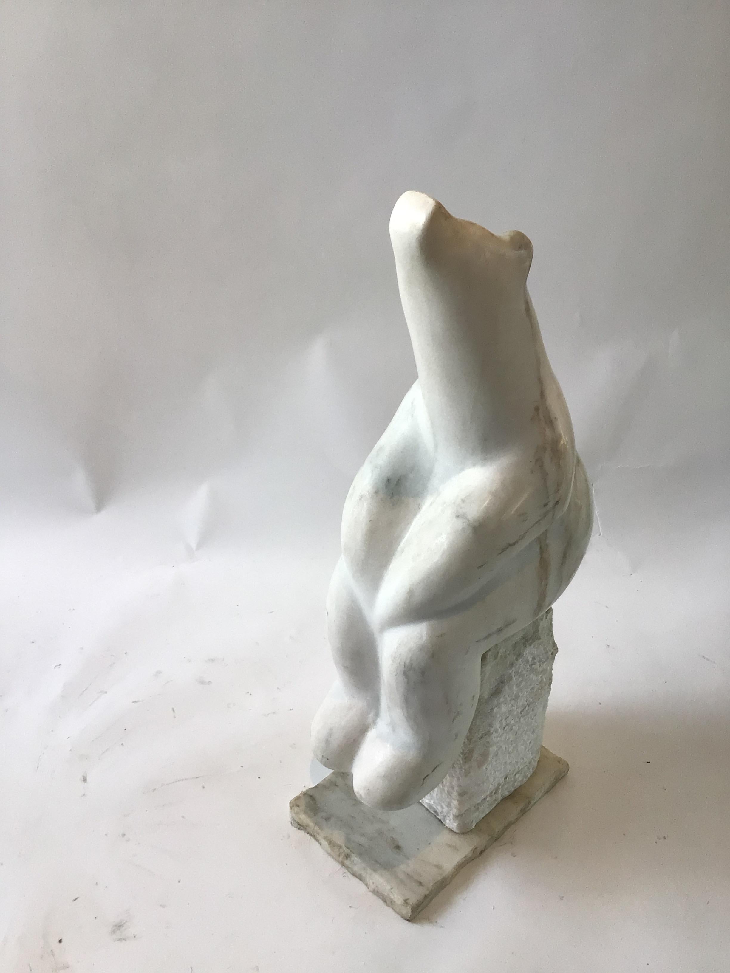 Late 20th Century Carved Marble Polar Bear Sculpture by Gert Olsen