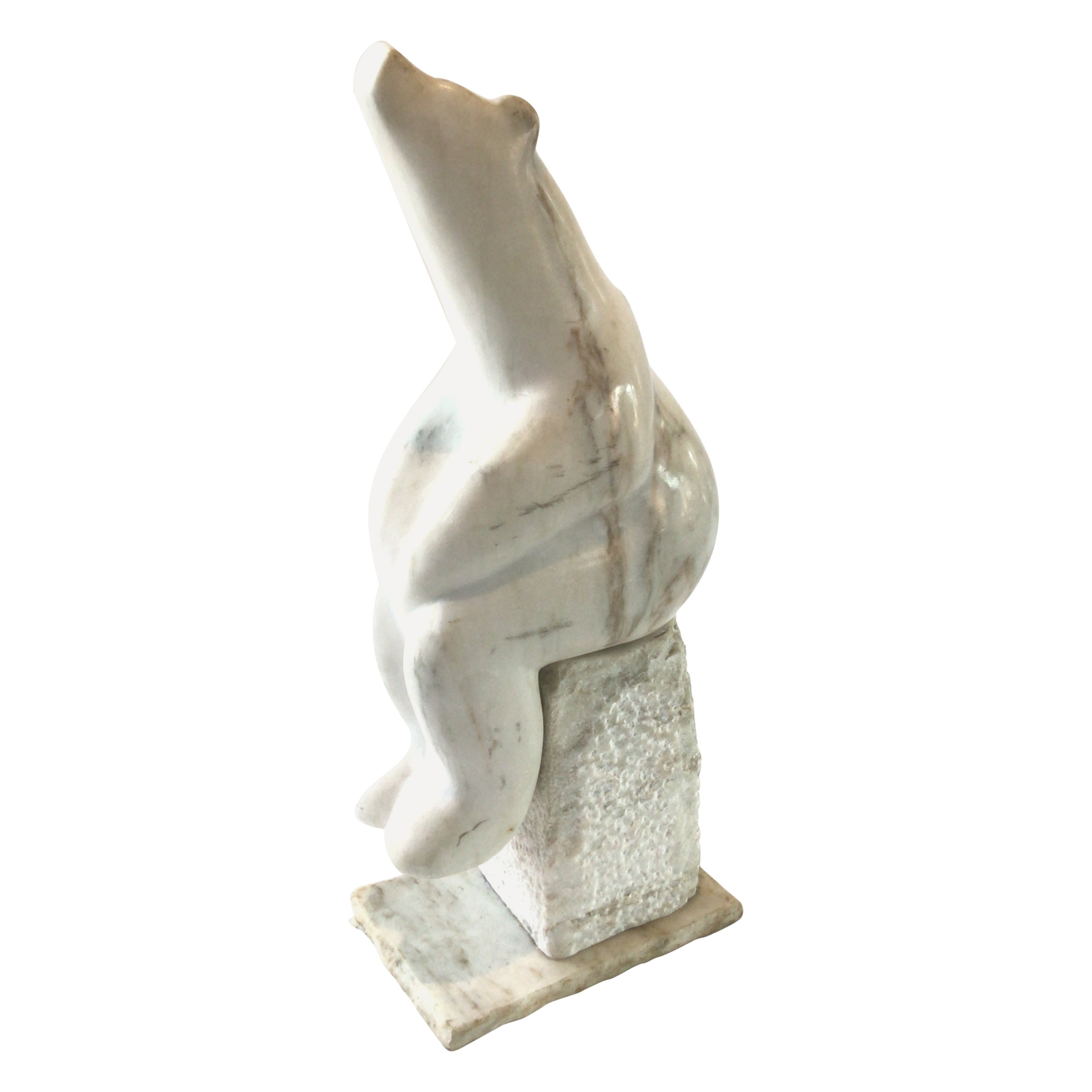 Carved Marble Polar Bear Sculpture by Gert Olsen