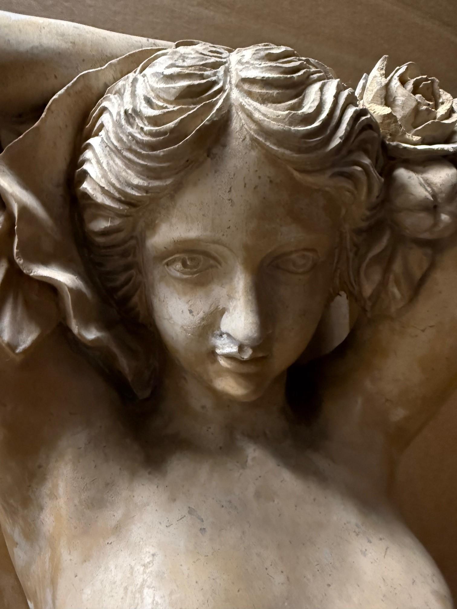 Carved Marble, Stone Nude Female Caryatid Form On Scrolled Bracket 10
