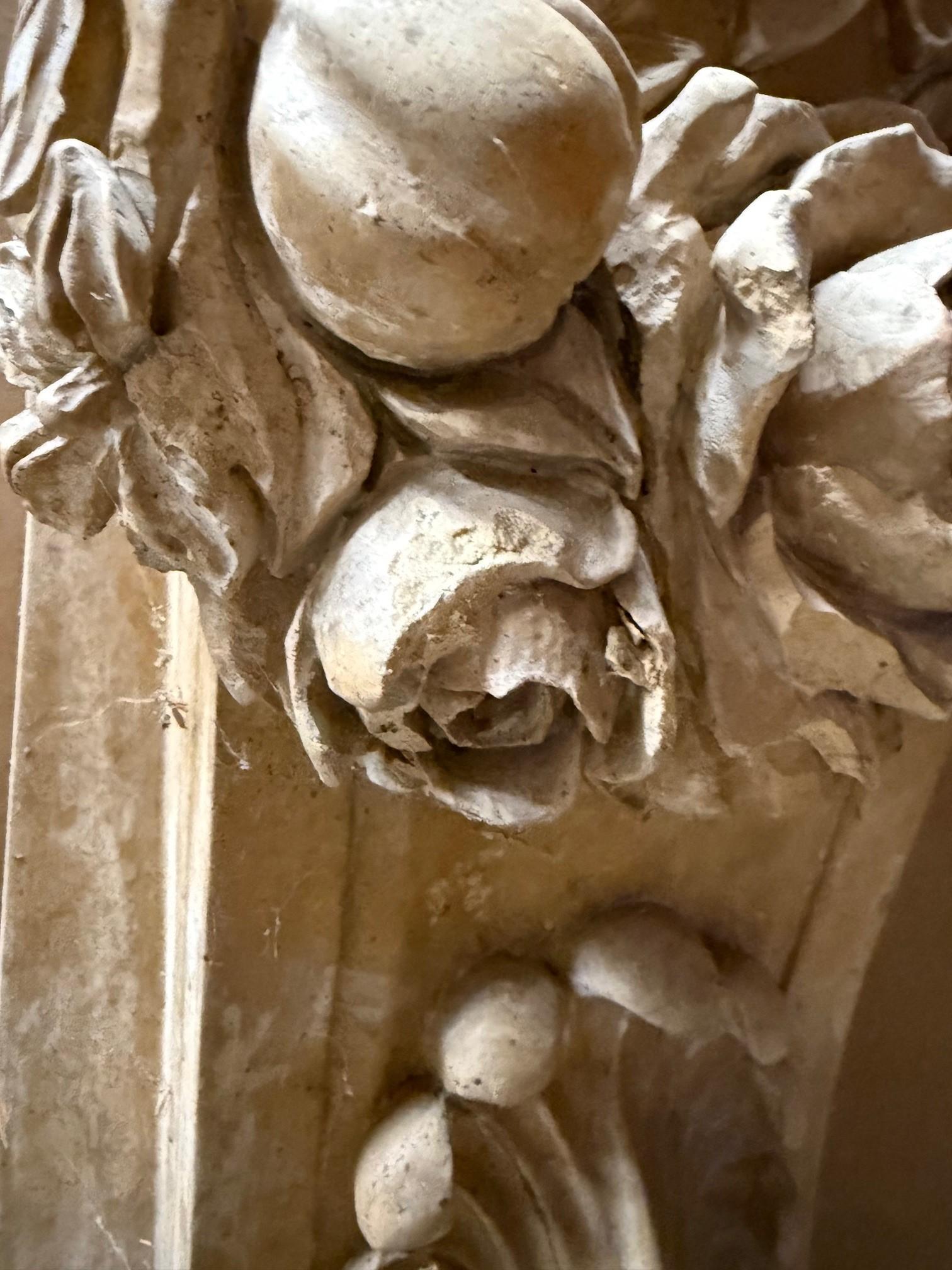Carved Marble, Stone Nude Female Caryatid Form On Scrolled Bracket 12