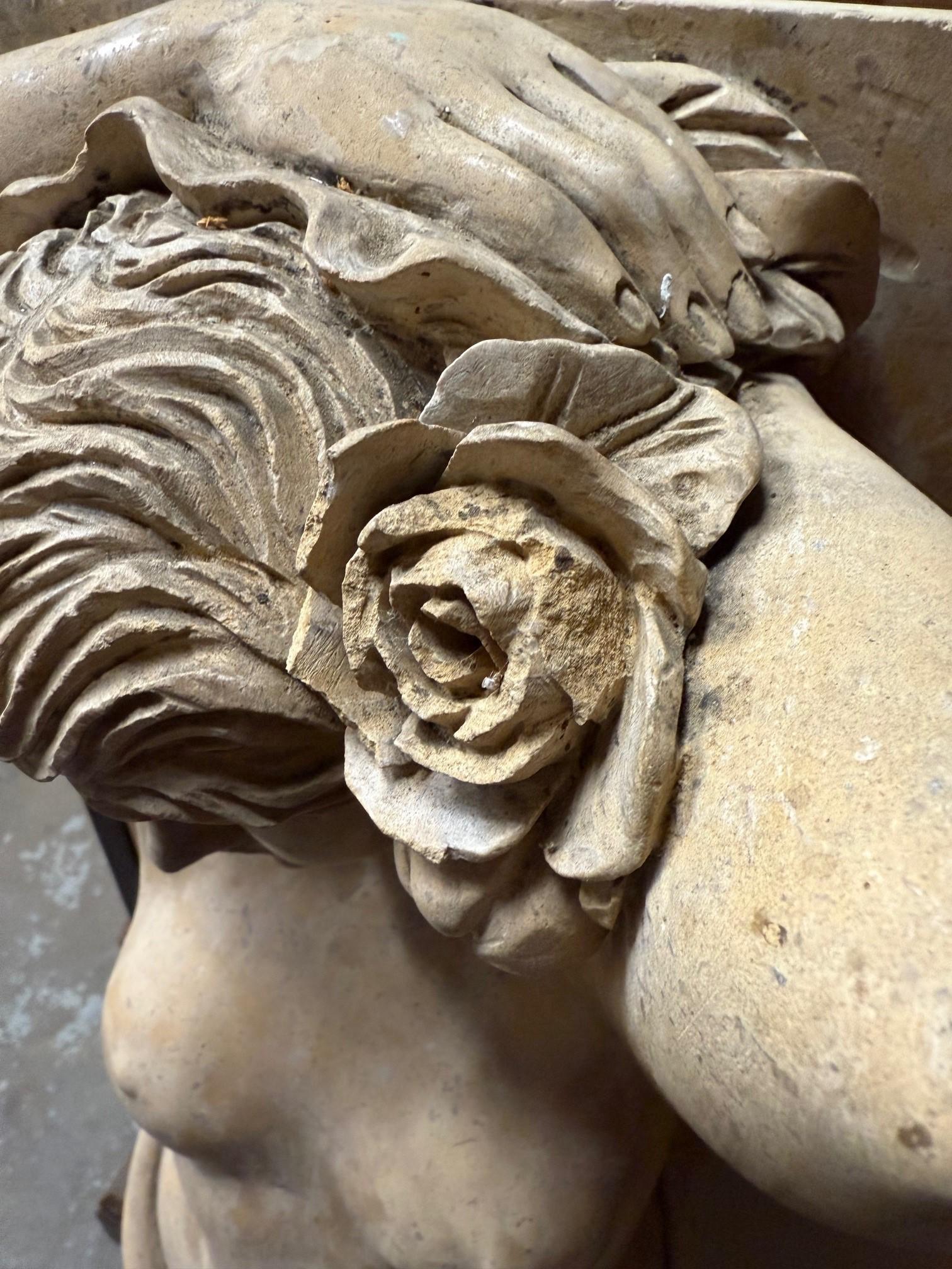 Carved Marble, Stone Nude Female Caryatid Form On Scrolled Bracket 13