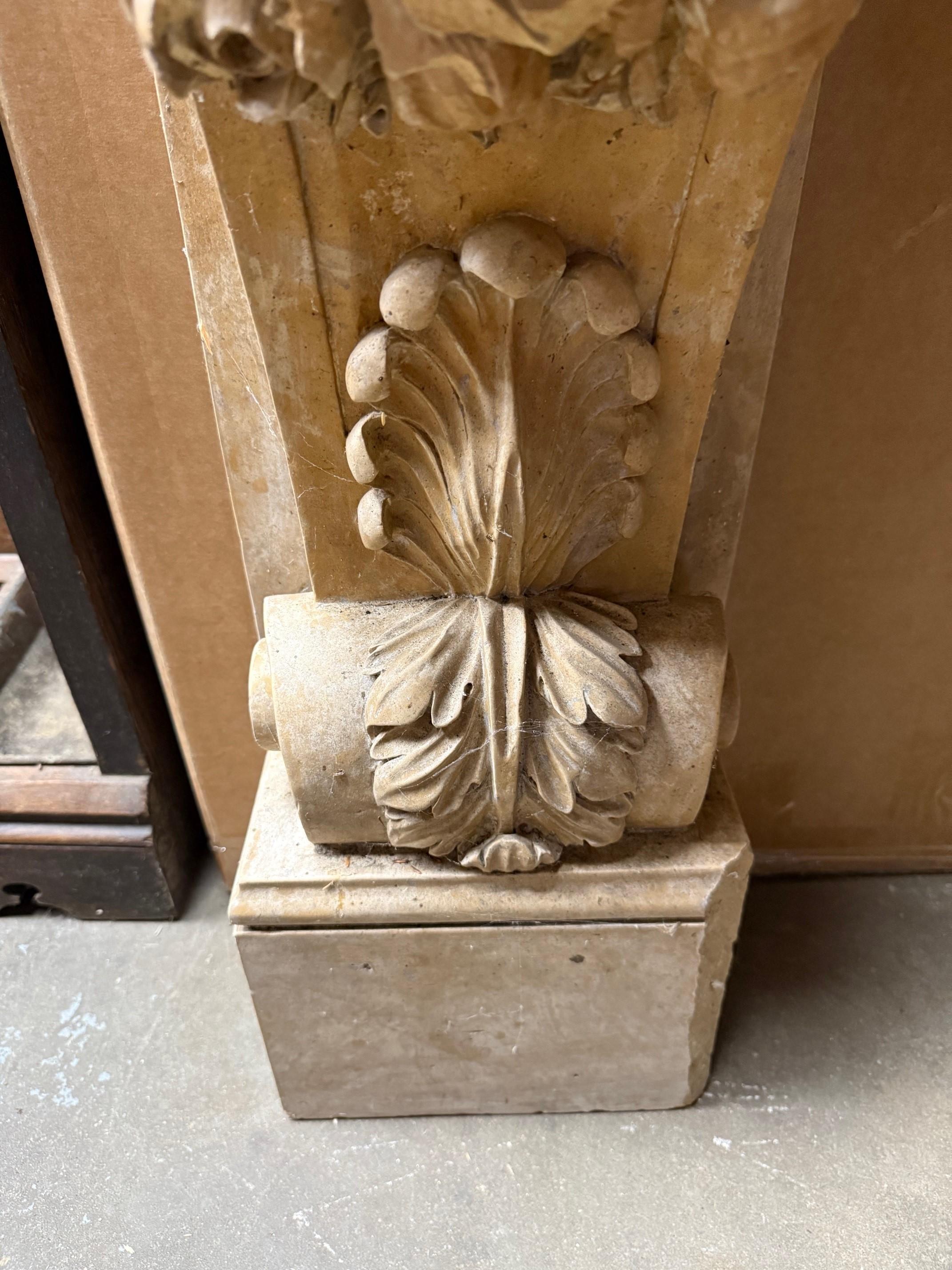 Carved Marble, Stone Nude Female Caryatid Form On Scrolled Bracket 2