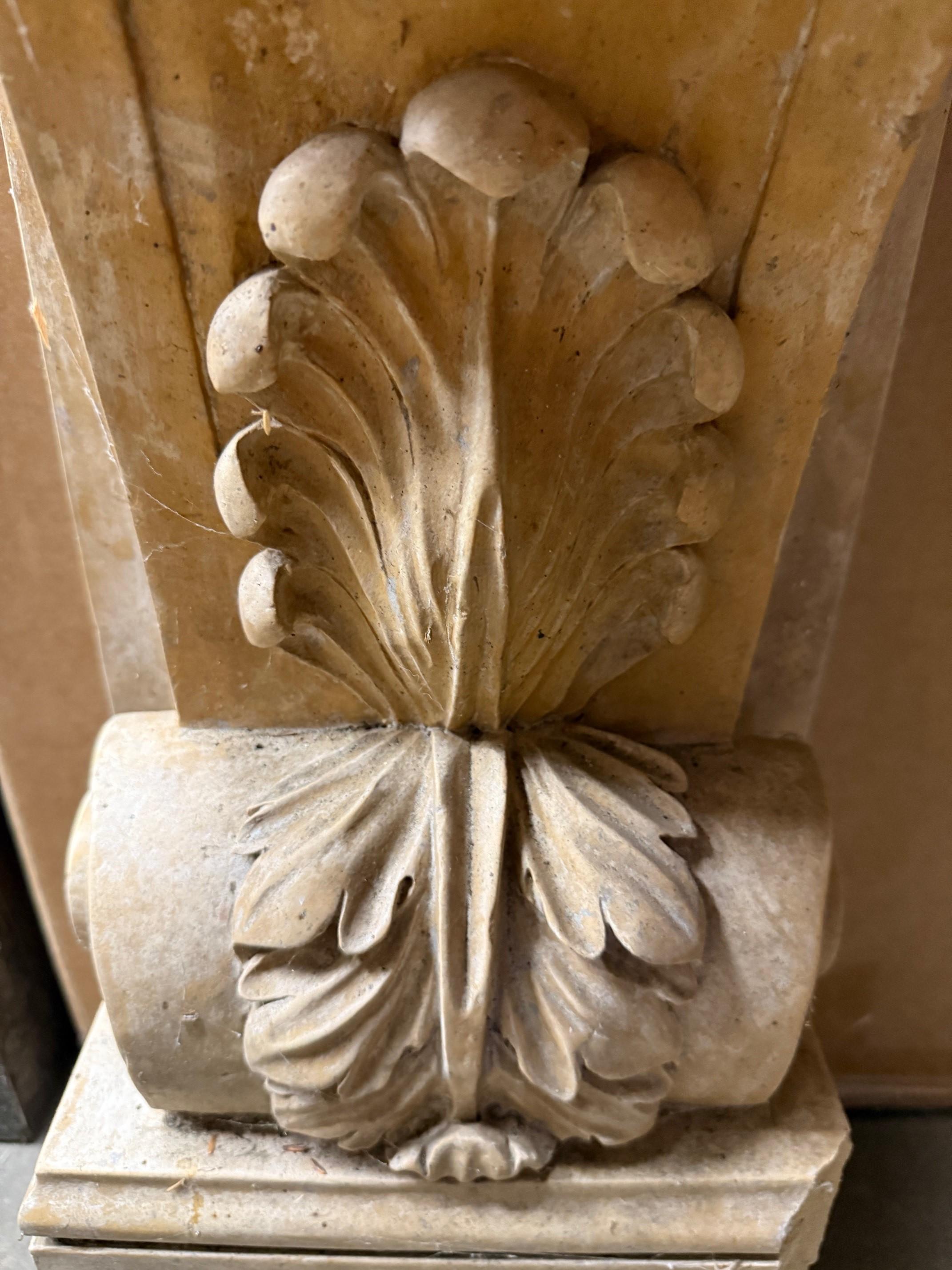 Carved Marble, Stone Nude Female Caryatid Form On Scrolled Bracket 3