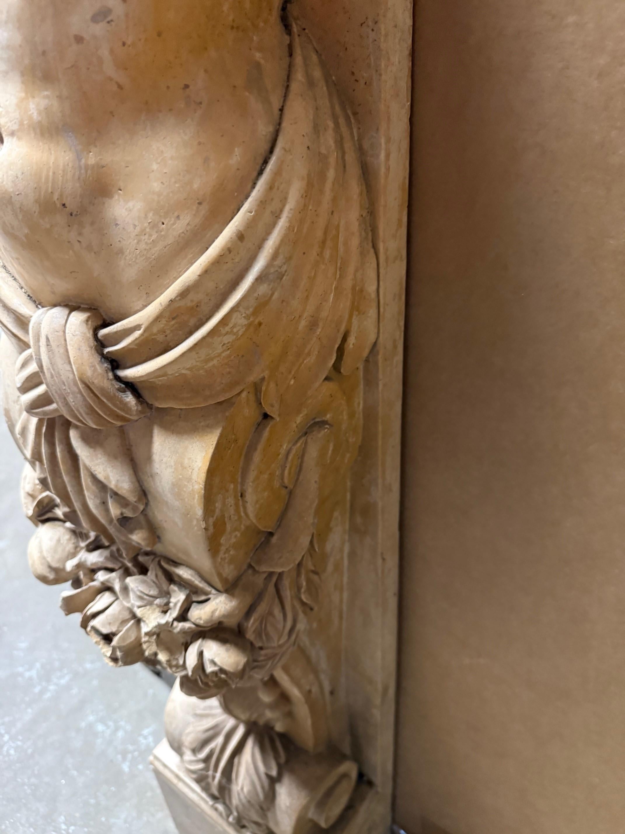 Carved Marble, Stone Nude Female Caryatid Form On Scrolled Bracket 5
