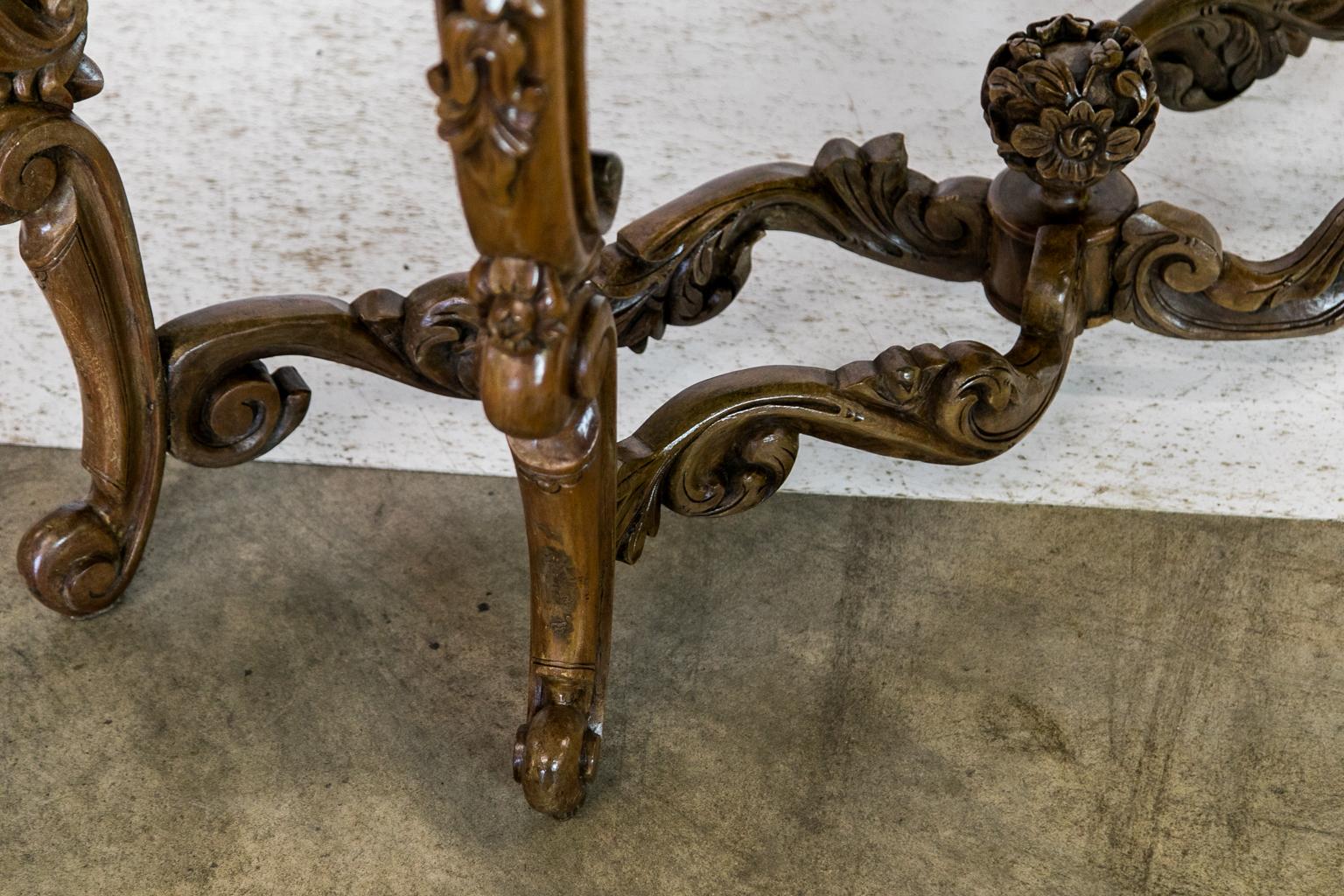 Carved Marble-Top Console Table 1
