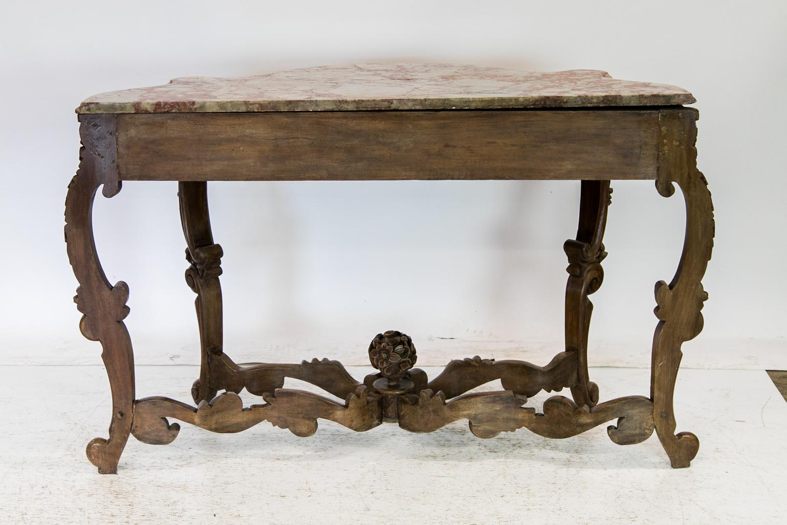Carved Marble-Top Console Table 2