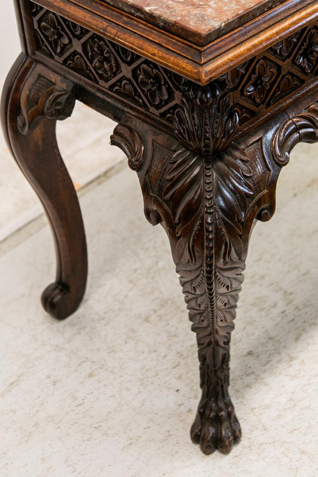 Carved Marble-Top Console Table For Sale 1
