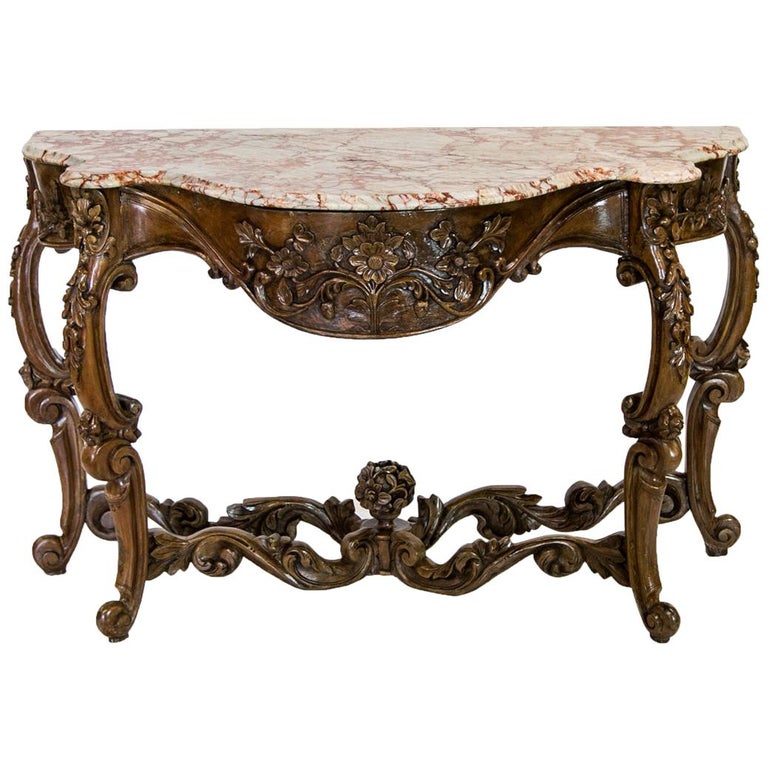 Carved Marble Top Console Table For, Marble Top Wood Console Table