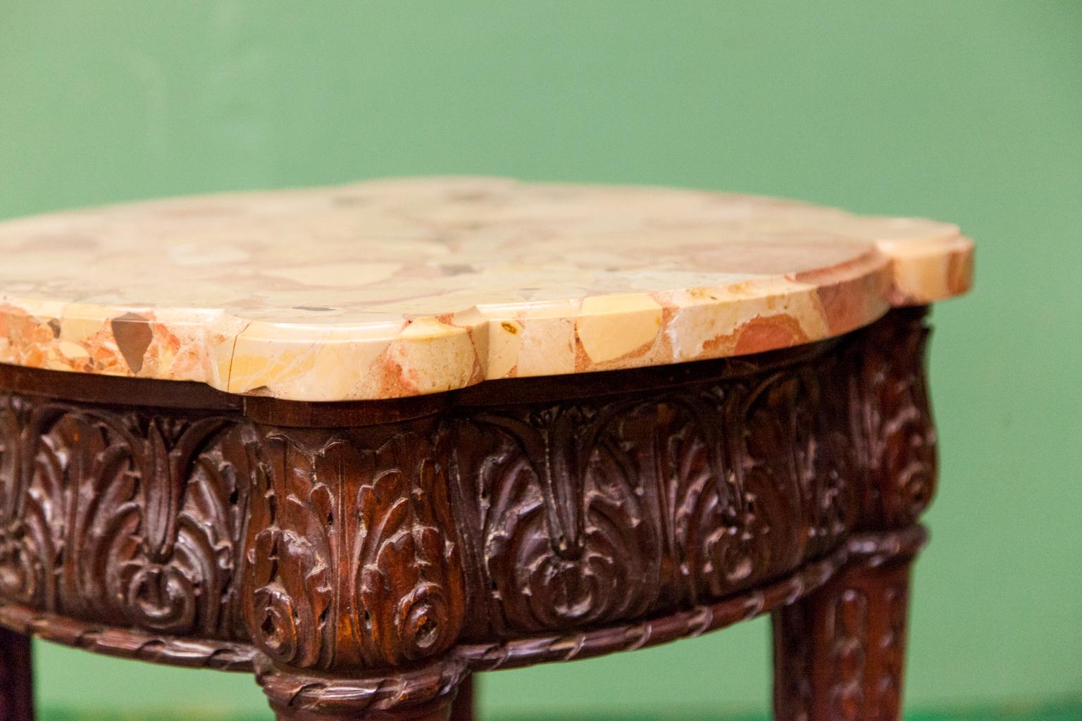 19th Century Carved Marble-Top Stand