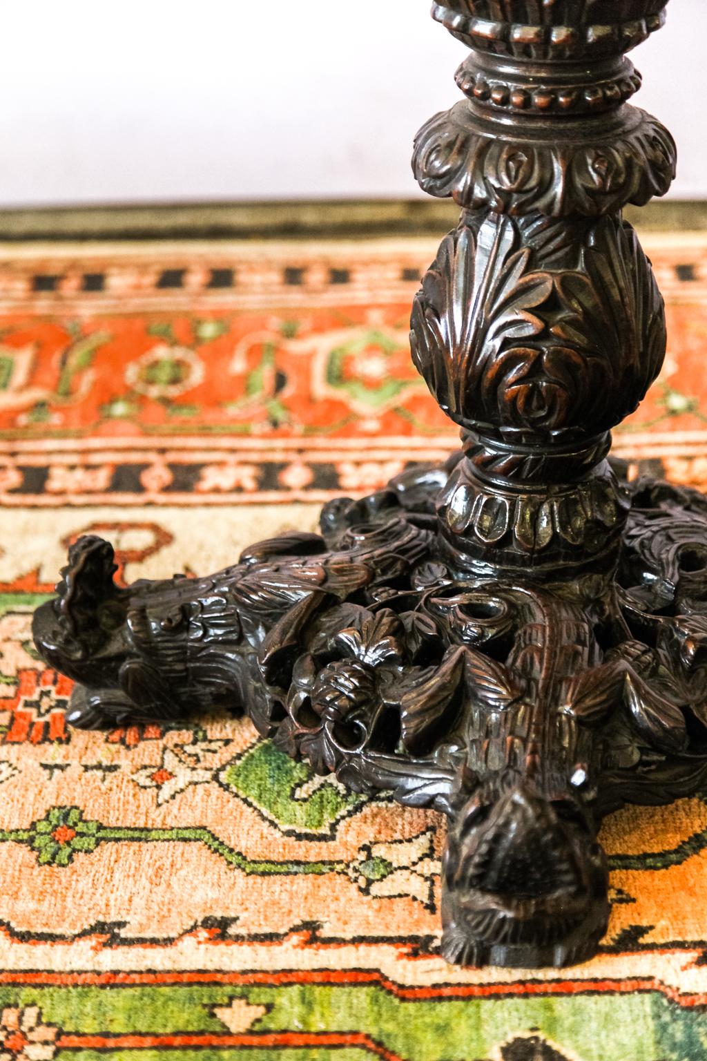 19th Century Carved Marble-Top Table