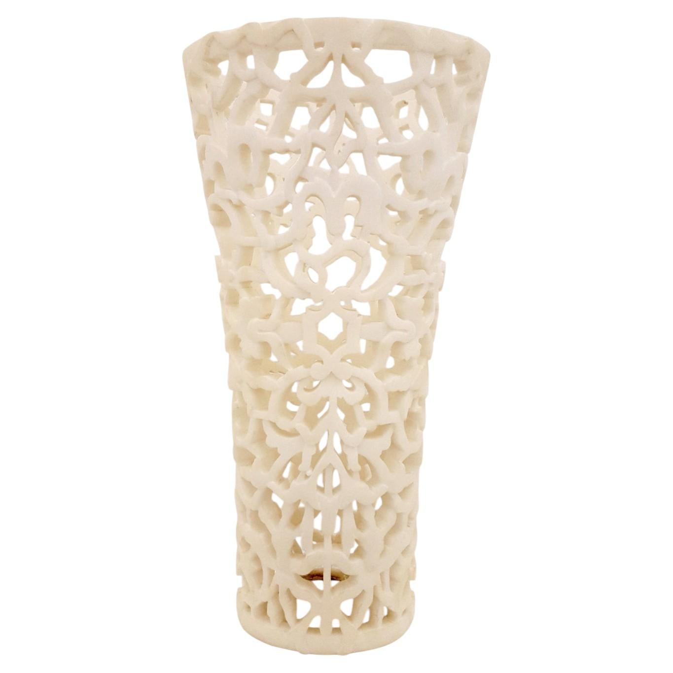 Carved Marble Umbrella Stand, White Marble Jali Work For Sale
