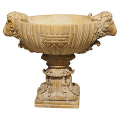 Carved Marble Vase Aux Beliers Tazza from France, Circa 1900