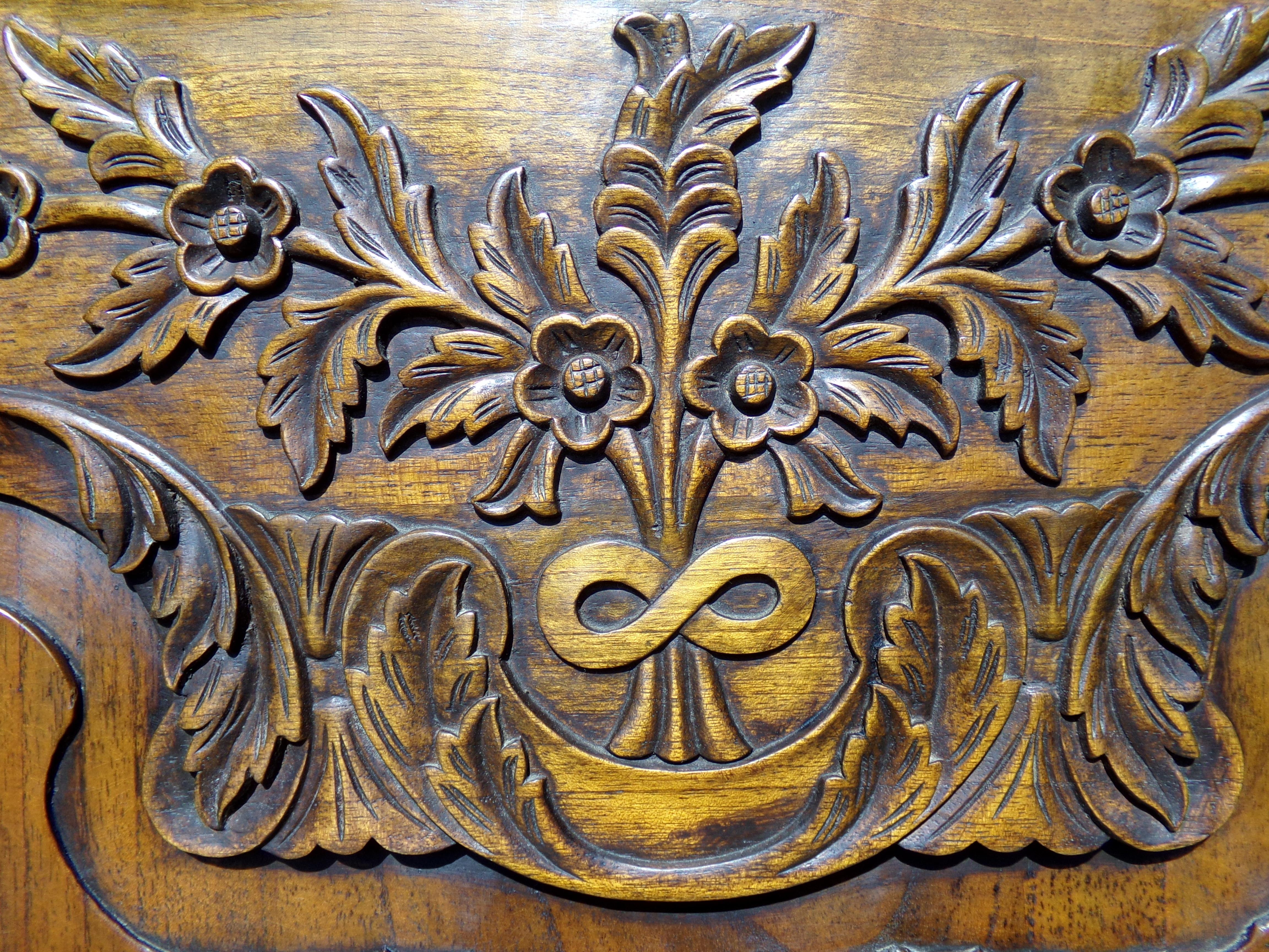 Fruitwood Carved Marriage Louis XV Provencal Style Bonnetiere/Armoire, circa 1850 For Sale