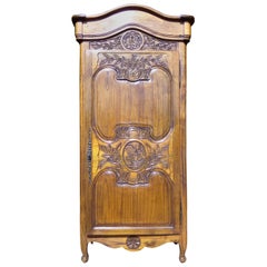 Carved Marriage Louis XV Provencal Style Bonnetiere/Armoire, circa 1850