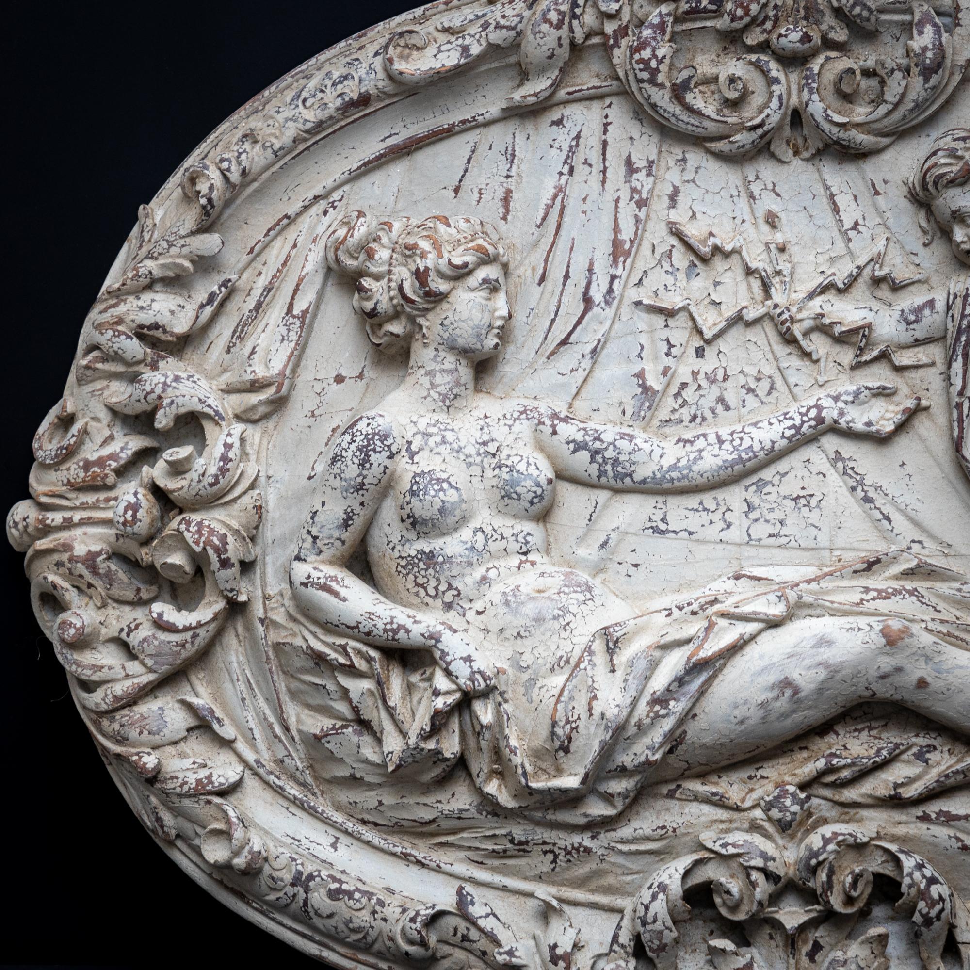 Hand-Carved Carved medallion with Venus, 19th century