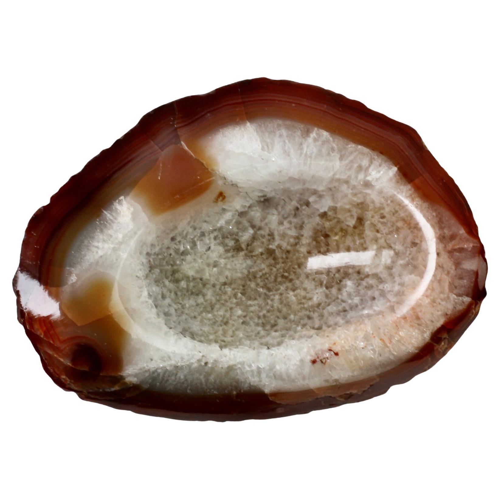 Carved Mid-Century Brown Agate Crystal Stone Organic Dish, Vide-Poche or Ashtray