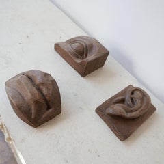 Carved Midcentury Wooden Abstract Face Artwork Sculpture