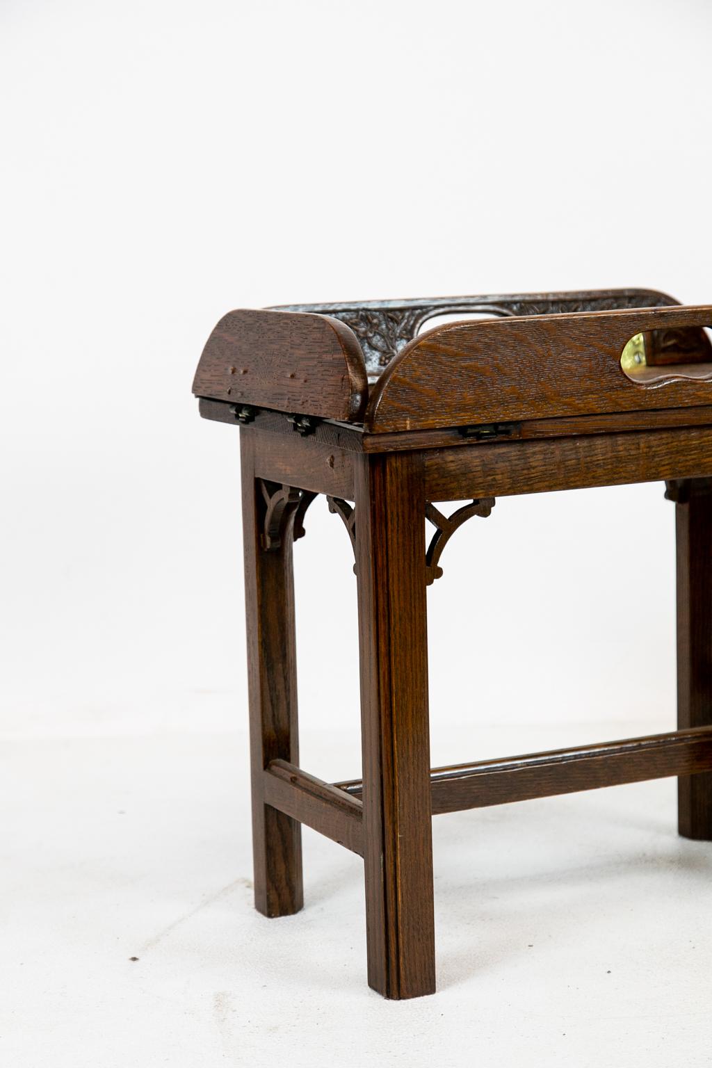 Hand-Carved Carved Miniature Butler Tray Table