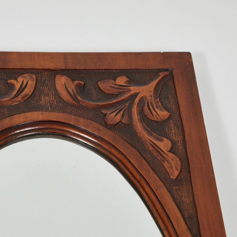 Carved Mirror with Oval Beveled Glass For Sale at 1stDibs