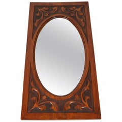 Carved Mirror with Oval Beveled Glass