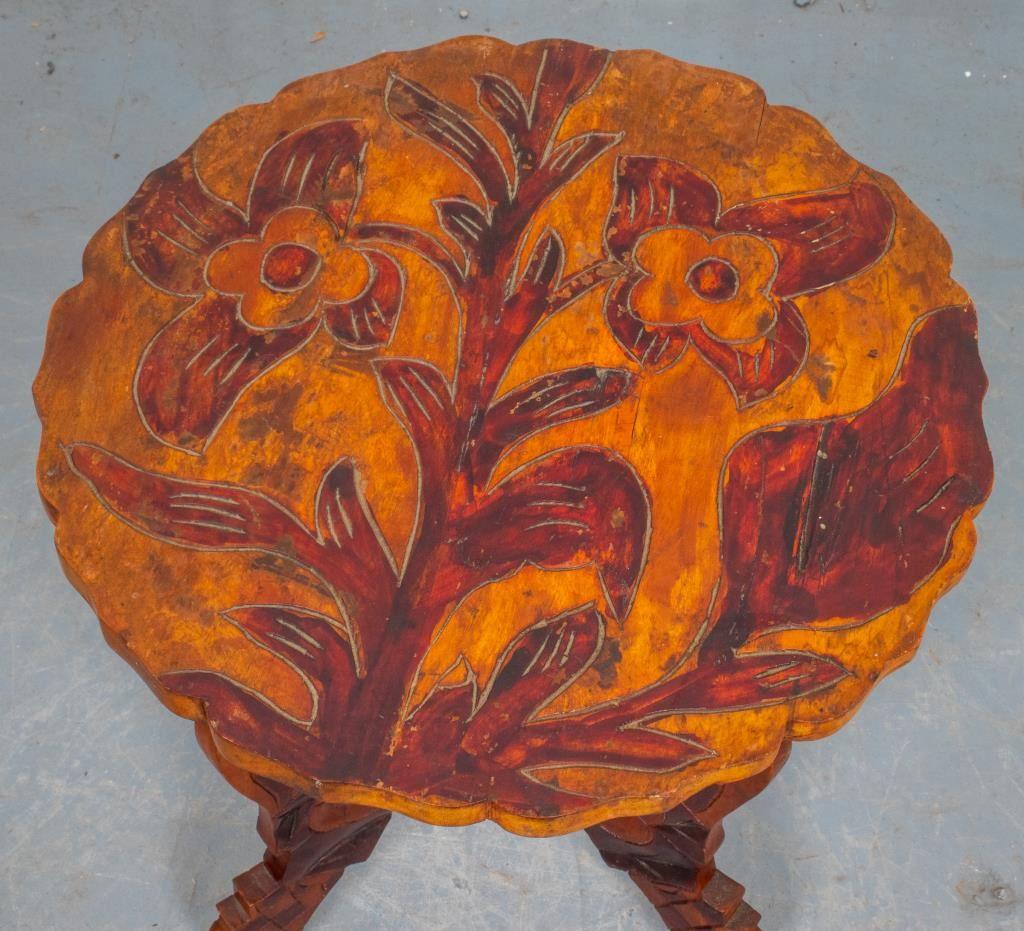 Carved Mixed Wood Side Table, polychrome decorated. Provenance: From a New York City Collection. 

Dealer: S138XX
