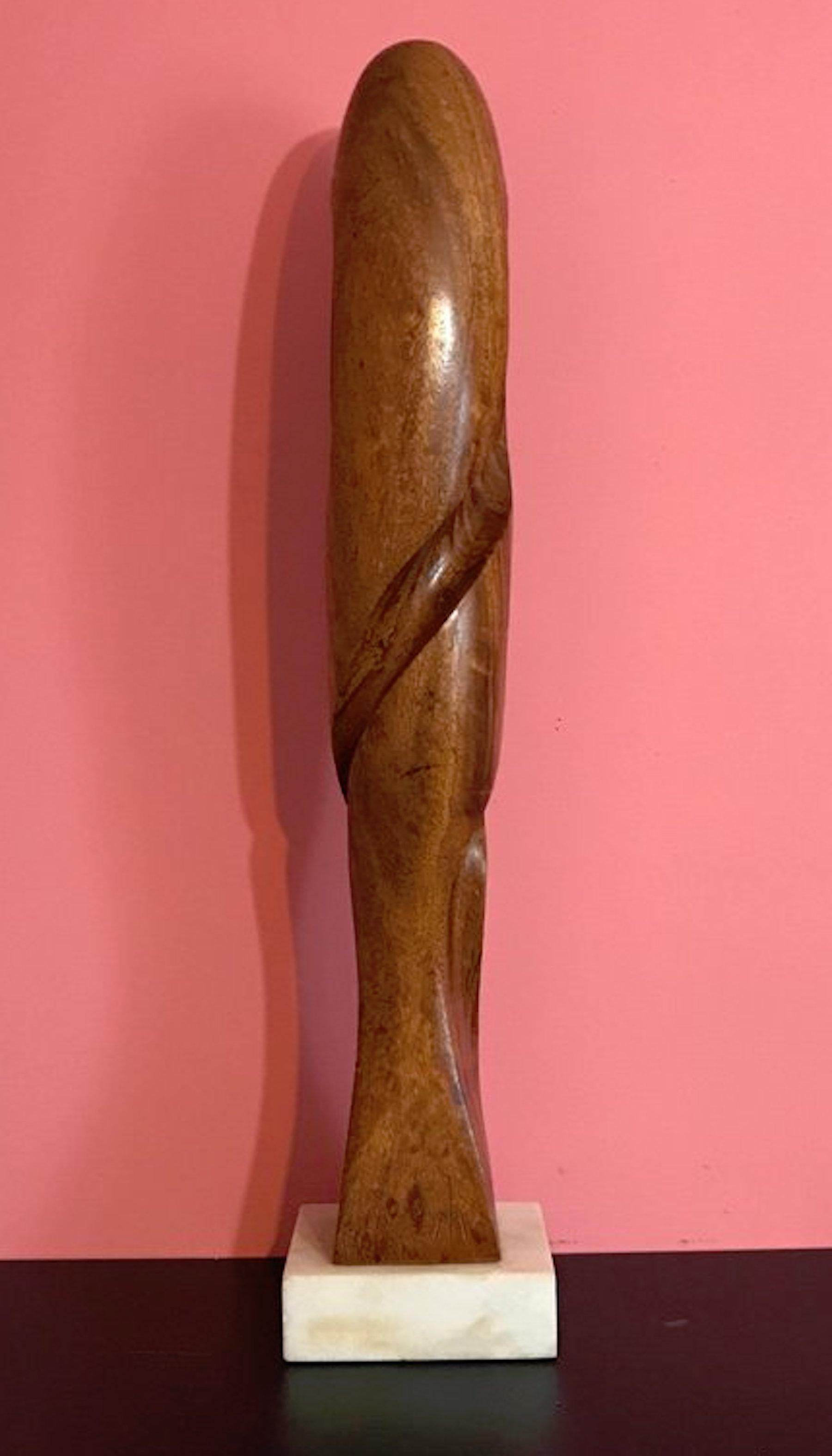 Mahogany Carved Modern Wood Sculpture, Attributed to Henry Moretti